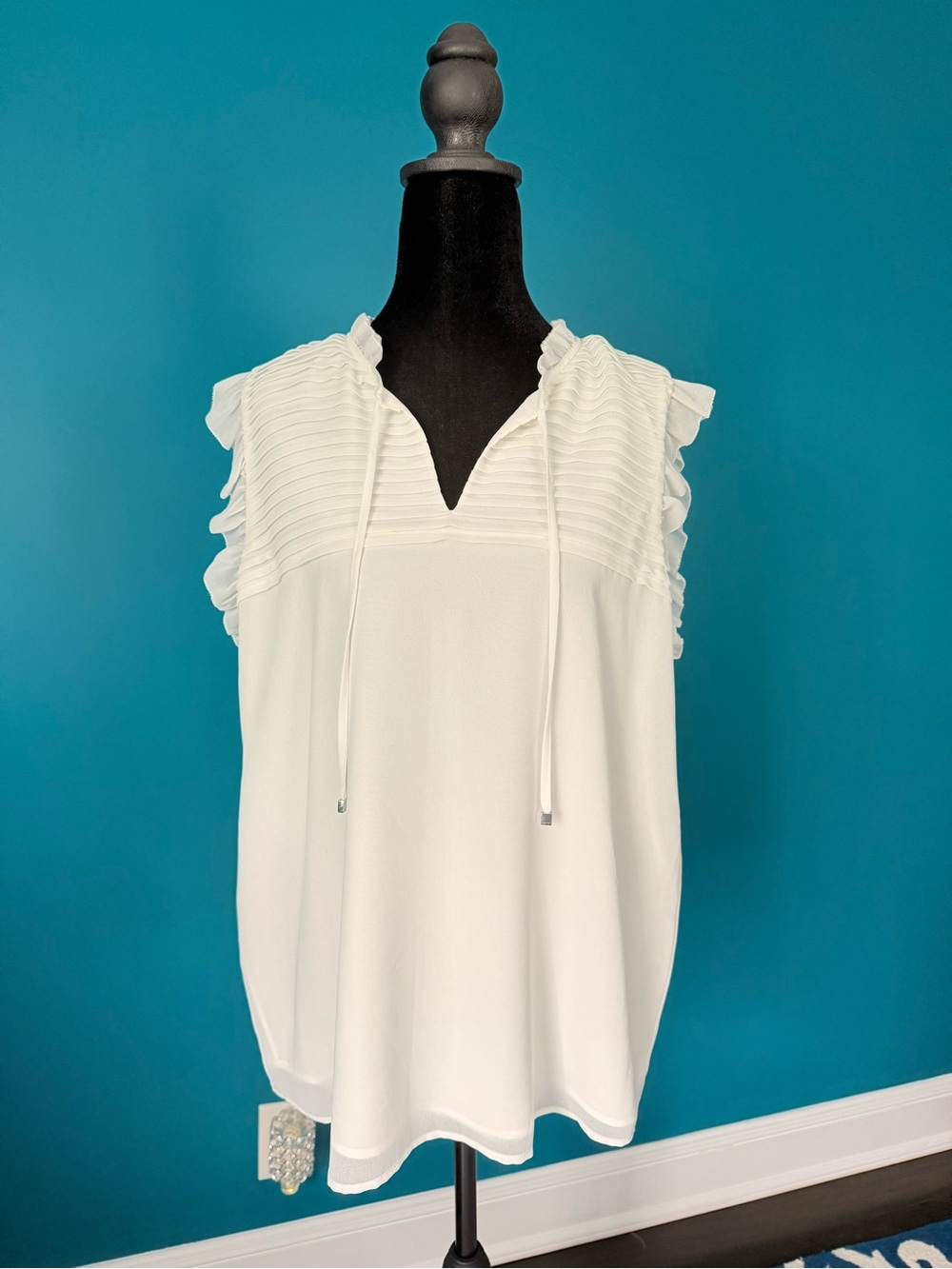 Calvin Klein White Ruffle Sleeve Swim Coverup Top